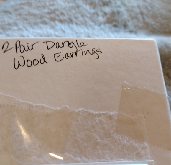 NIB 2 XL Pair Wood Earrings, Very Lightweight, Round & Teardrop Dangle - Picture 9 of 9